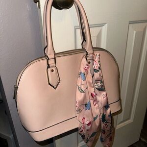 Pink hand bag with scarf